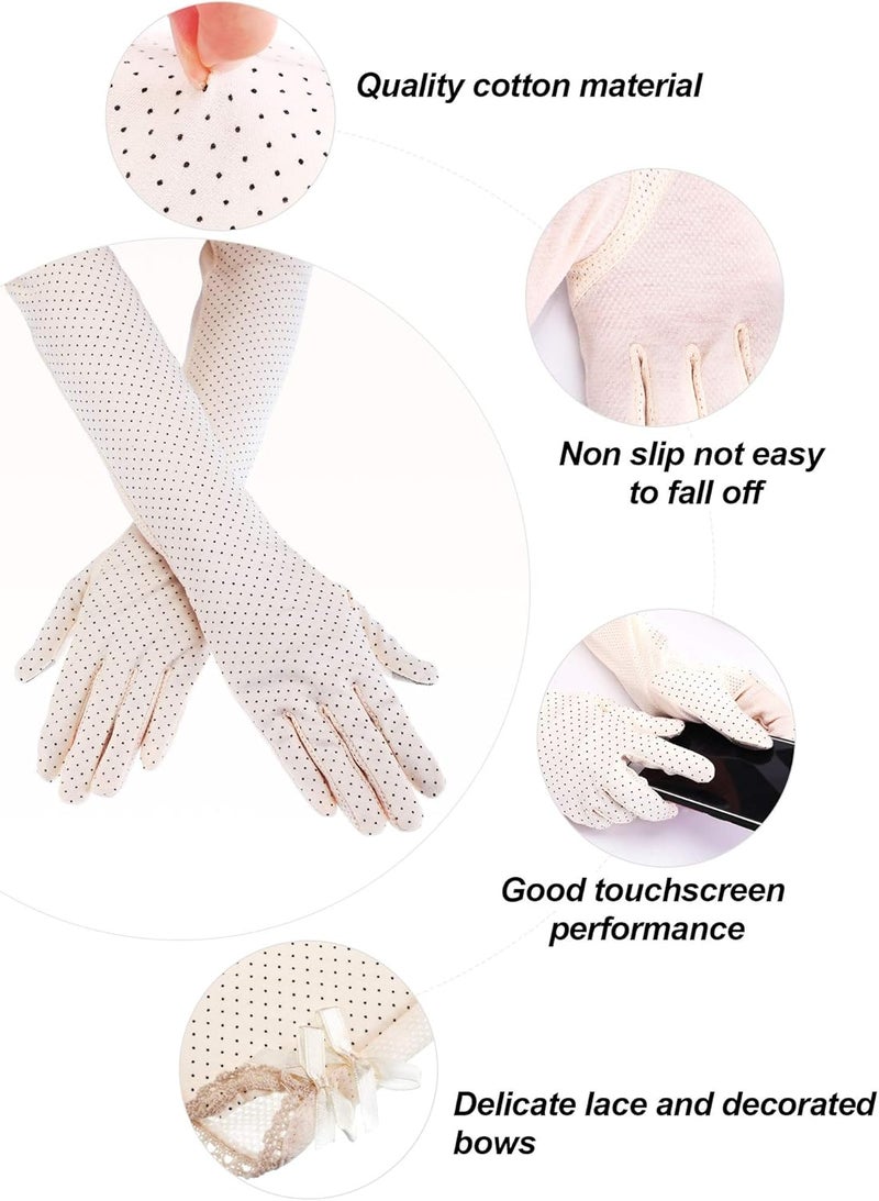 Chuangdi 2 Pairs Women UV Sun Protection Driving Gloves Touchscreen Arm Sun Block Gloves - Image 2