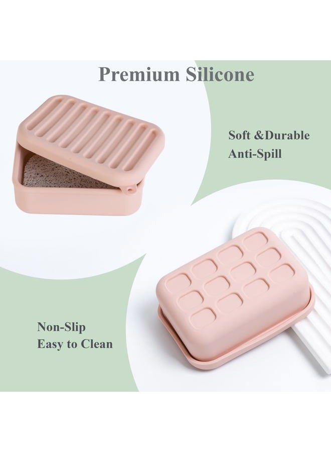 MtBoi 2PC Portable Leakproof Travel Soap Case, Silicone Travel Soap Case, Compact Soap Holder with Drainage Layer, Travel Soap Holder for Camping, Gym, Outdoor (Coral-Red&Deep-Gray) - Image 3