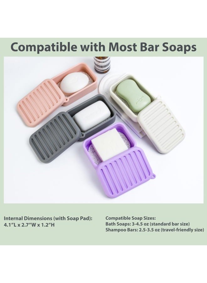MtBoi 2PC Portable Leakproof Travel Soap Case, Silicone Travel Soap Case, Compact Soap Holder with Drainage Layer, Travel Soap Holder for Camping, Gym, Outdoor (Coral-Red&Deep-Gray) - Image 5