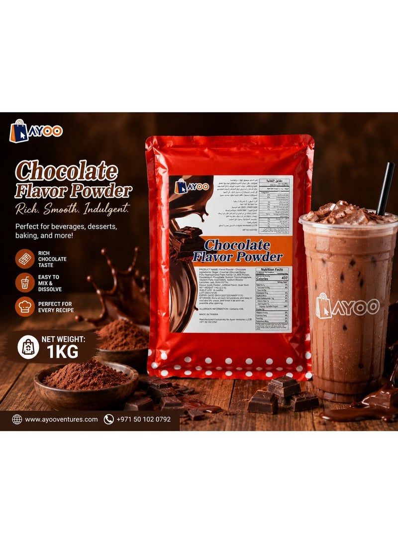 Ayoo Chocolate Flavor Powder 1kg | Premium Chocolate Drink & Dessert Mix | Rich Cocoa Taste | For Milkshakes, Coffee, Bubble Tea, Ice Cream, Cakes & Baking - Image 2
