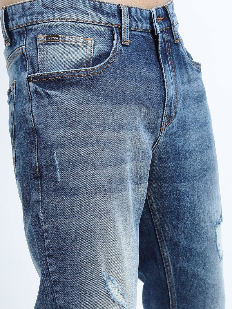 KETCH Men's Tapered Mid Rise Jeans (KHJN000279_Blue_34) - Image 2