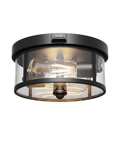 Craftersmark Outdoor Ceiling Light with Motion Sensor 93in Porch Lights Outdoor E26 Base Flush Mount 360 Detection 3 Modes AutoDusk to DawnAlwayson Farmhouse Ceiling Light for Porch Entryway - Image 1