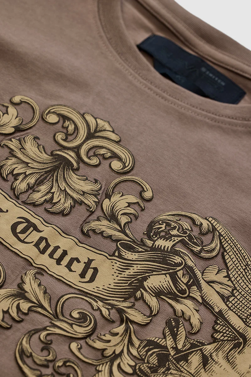 Snitch  Cupid Touch Brown Oversized Fit T-Shirt for Men | Best Price UAE
