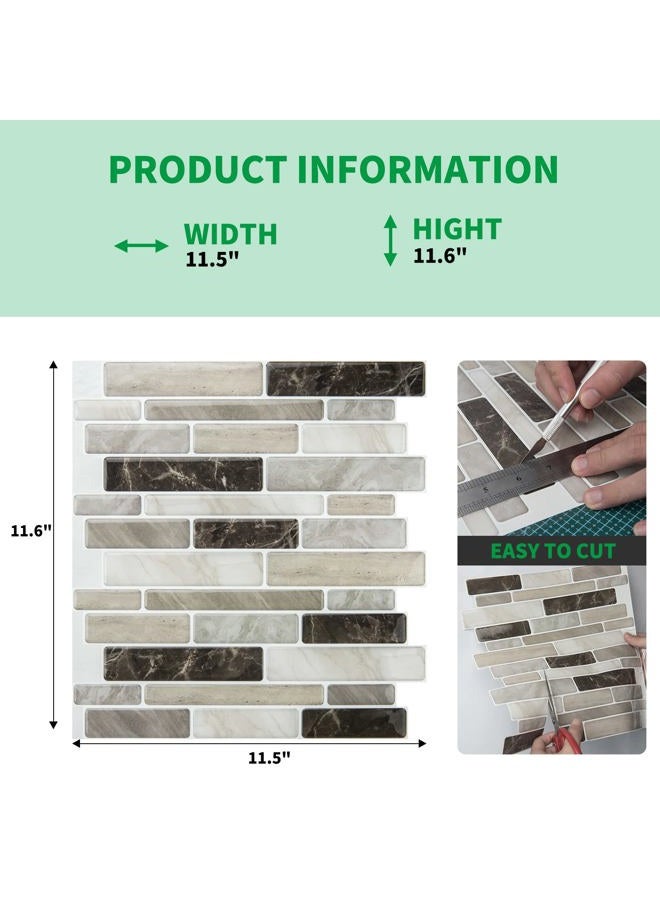 WOWSTAR 10-Sheet Peel and Stick Backsplash Tile for Kitchen, Back Splash Stick On Tiles for Kitchen Wall (Light Brown) - Image 5