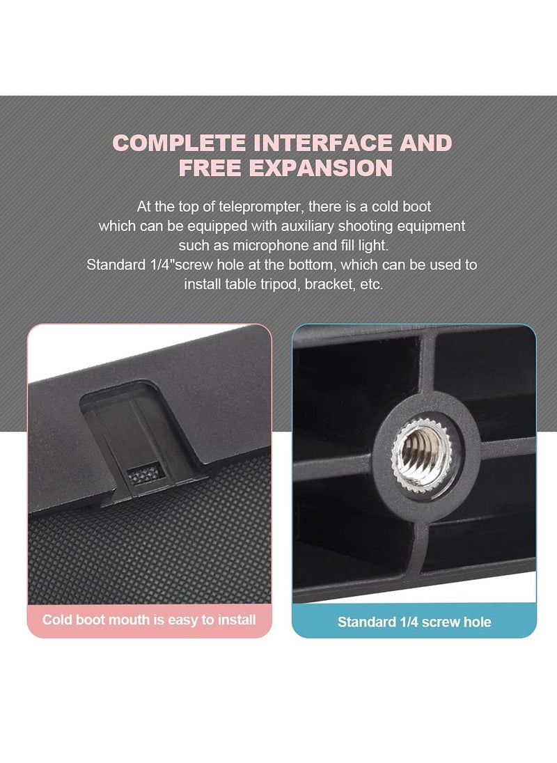 8 Inch Portable Teleprompter Kit for Phones with Remote Control, Ideal for Online Teaching, Vlogging, Live Streaming, and Interviews, Quick Setup