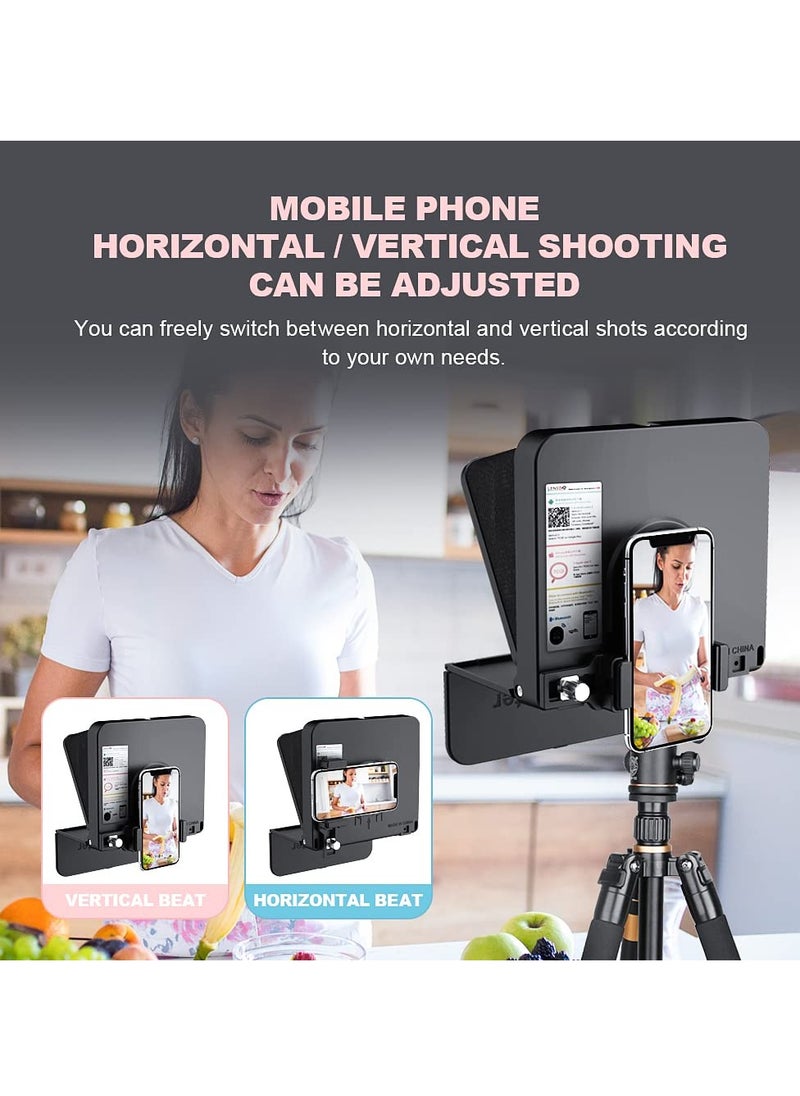 8 Inch Portable Teleprompter Kit for Phones with Remote Control, Ideal for Online Teaching, Vlogging, Live Streaming, and Interviews, Quick Setup