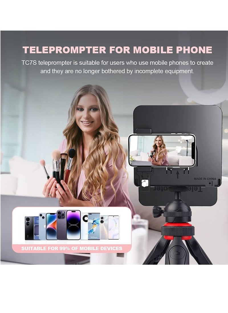 8 Inch Portable Teleprompter Kit for Phones with Remote Control, Ideal for Online Teaching, Vlogging, Live Streaming, and Interviews, Quick Setup