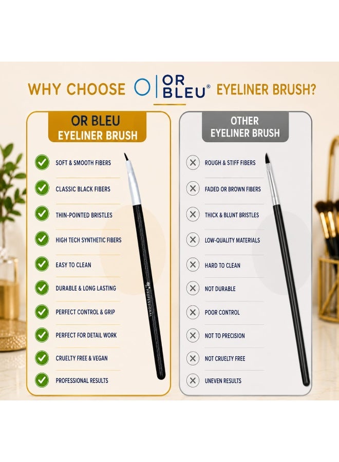 OR BLEU Angled Eyeliner Brush for Gel, Cream & Liquid Eyeliner, Precision Eyebrow & Eye Makeup Brush - Image 4