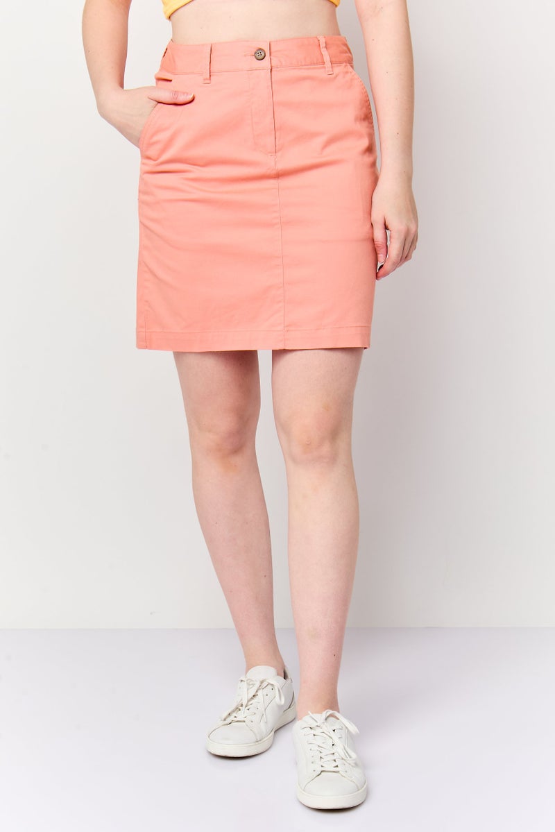 GANT Women Solid Mini Skirt, Peach - Image 1