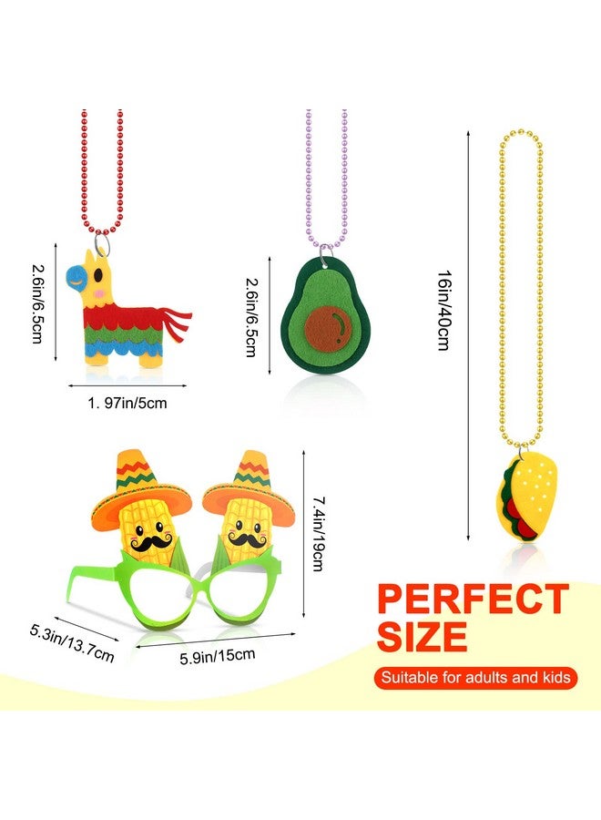 Yunsailing 36 Pcs Fiesta Party Supplies Fabric Straw Sombrero Headbands Necklaces Eyeglasses For Mexican Themed Party Favors (Modern Style)  - Image 4