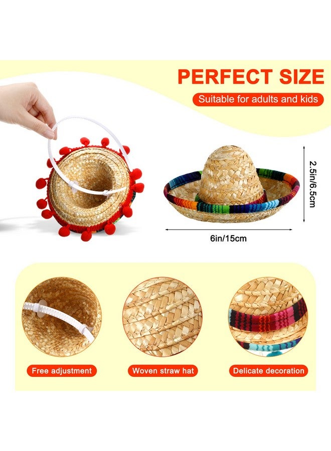 Yunsailing 36 Pcs Fiesta Party Supplies Fabric Straw Sombrero Headbands Necklaces Eyeglasses For Mexican Themed Party Favors (Modern Style)  - Image 3
