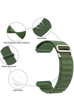 Alpine Loop 22mm Compatible With Huawei Watch GT Smart Watch 46mm, Durable Sport Nylon Strap With Titanium G Hook  Olive Green