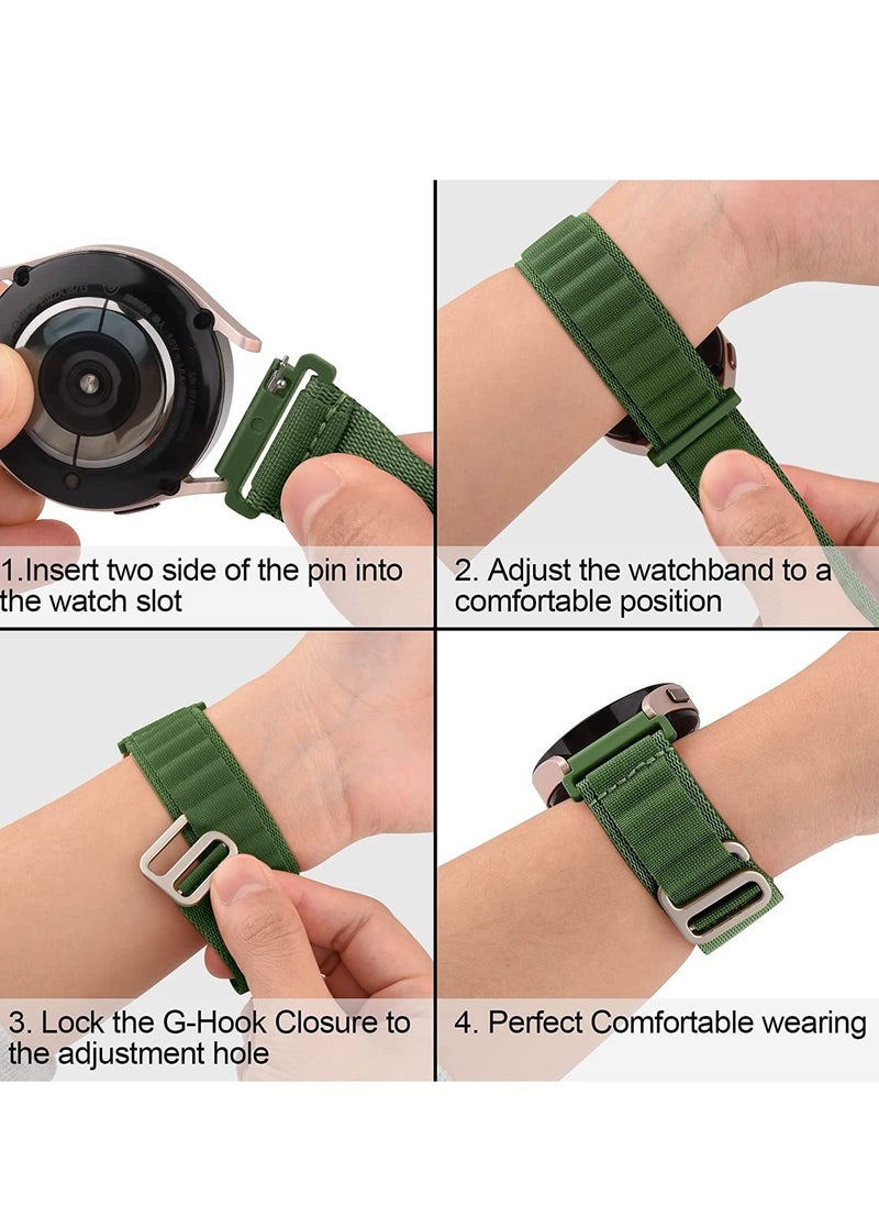 Generic - Alpine Loop 22mm Compatible With Huawei Watch GT Smart Watch 46mm, Durable Sport Nylon Strap With Titanium G Hook  Olive Green - Image 1