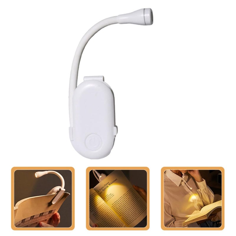 USB Rechargeable Clip On Reading Lamp Mini LED Book Light Portable Study Bedside Lamp White - Image 3