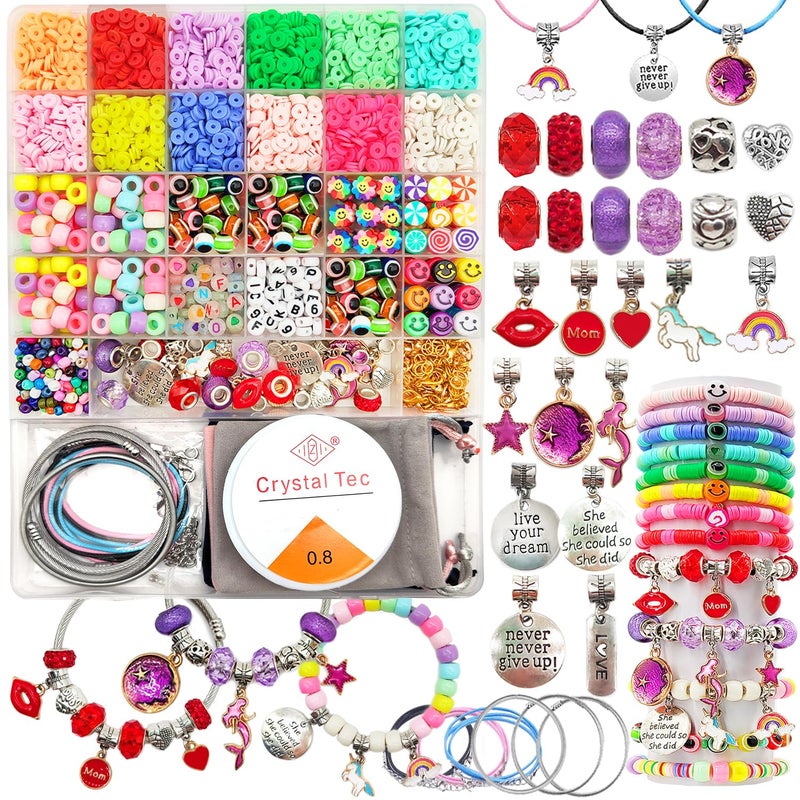 leitait Girls Toys Bracelet Making Kit 3000pcs Charm Jewelry Making Kit SuppliesEaster Basket StuffersUnicornMermaid Crafts Birthday Gifts for Girls Ages 5 6 7 8 9 10 11 12 Years Old - Image 2