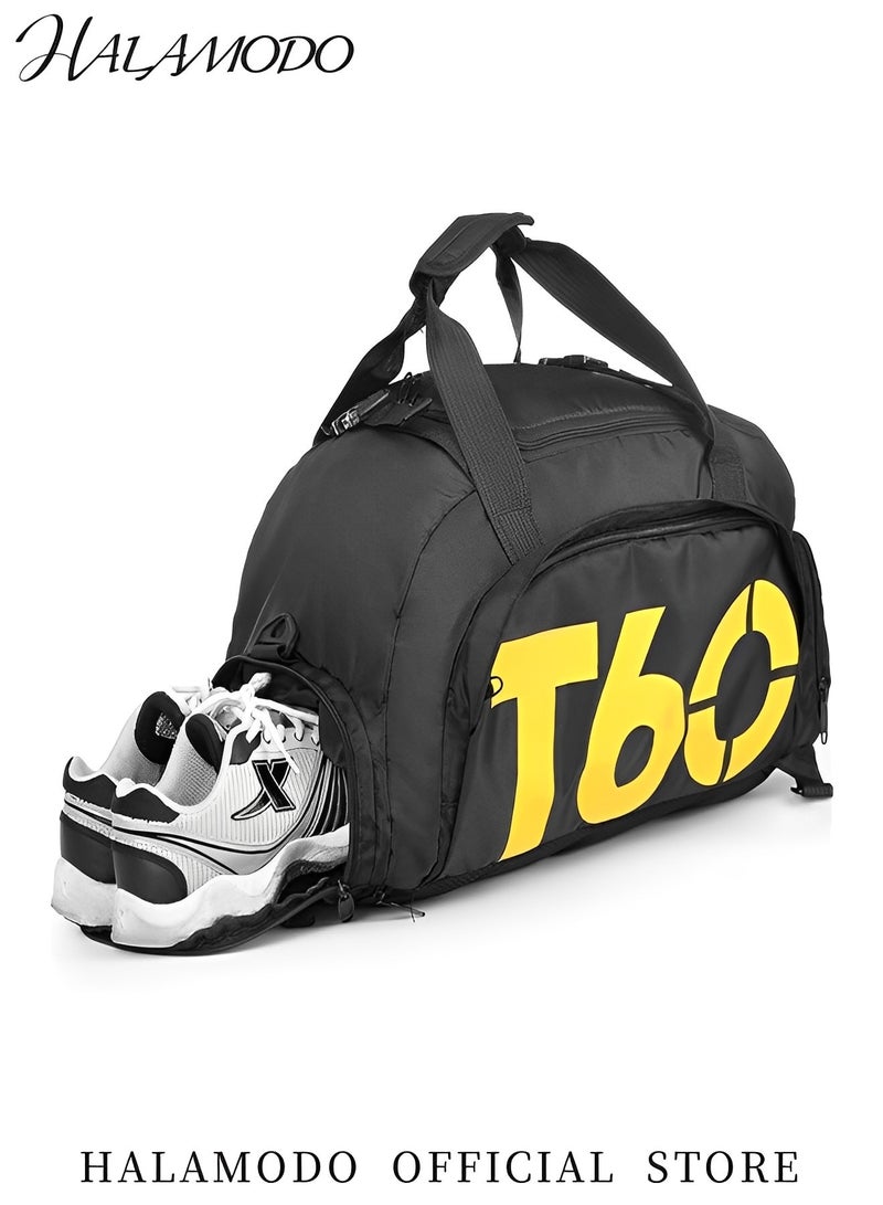 هالامودو حقيبة رياضية للجنسين حقيبة رياضية للجنسين حقيبة سفر رياضية من القماش الخشن حقيبة لياقة بدنية مقاومة للماء مع حجرة للأحذية للسباحة والرياضة والسفر والتمرين - Image 2