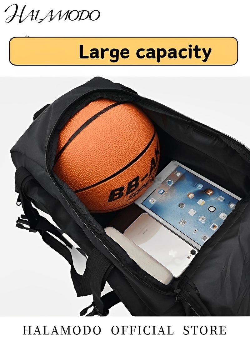 هالامودو حقيبة رياضية للجنسين حقيبة رياضية للجنسين حقيبة سفر رياضية من القماش الخشن حقيبة لياقة بدنية مقاومة للماء مع حجرة للأحذية للسباحة والرياضة والسفر والتمرين - Image 4