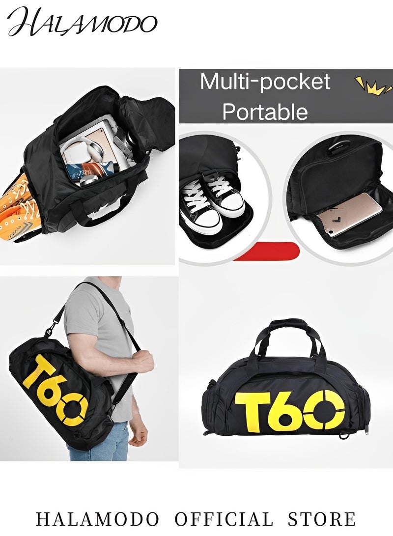 هالامودو حقيبة رياضية للجنسين حقيبة رياضية للجنسين حقيبة سفر رياضية من القماش الخشن حقيبة لياقة بدنية مقاومة للماء مع حجرة للأحذية للسباحة والرياضة والسفر والتمرين - Image 5