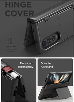 VRS Design Terra Guard Modern GO [Hinge Protection] for Samsung Galaxy Z Fold 4 Case Cover with [2 Card Holder Compartment] & Front Screen Protector - Matte Black  - Image 3
