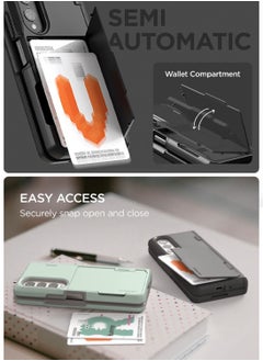 VRS Design Terra Guard Modern GO [Hinge Protection] for Samsung Galaxy Z Fold 4 Case Cover with [2 Card Holder Compartment] & Front Screen Protector - Matte Black  - Image 4