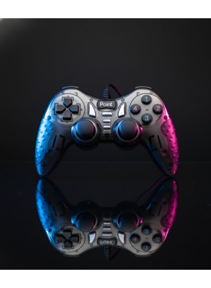 Point PT-600D Wired USB Gaming Controller with Vibration, Turbo Mode, and PC Compatibility – Black - Image 4