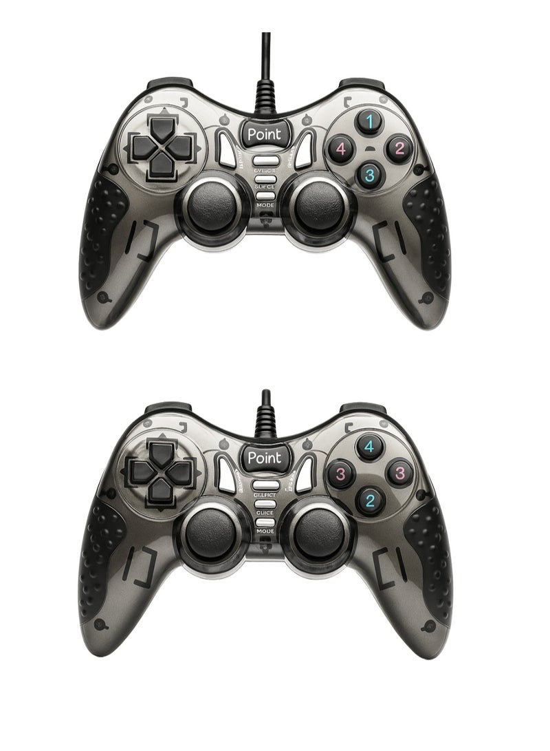 Point PT-600D Wired USB Gaming Controller with Vibration, Turbo Mode, and PC Compatibility – Black - Image 1