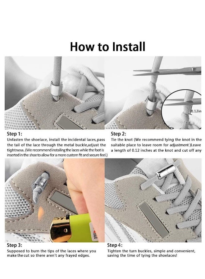 Elastic No Tie Shoe Laces For Adults,Kids,Elderly,System With Elastic Shoe Laces(2 Pairs)