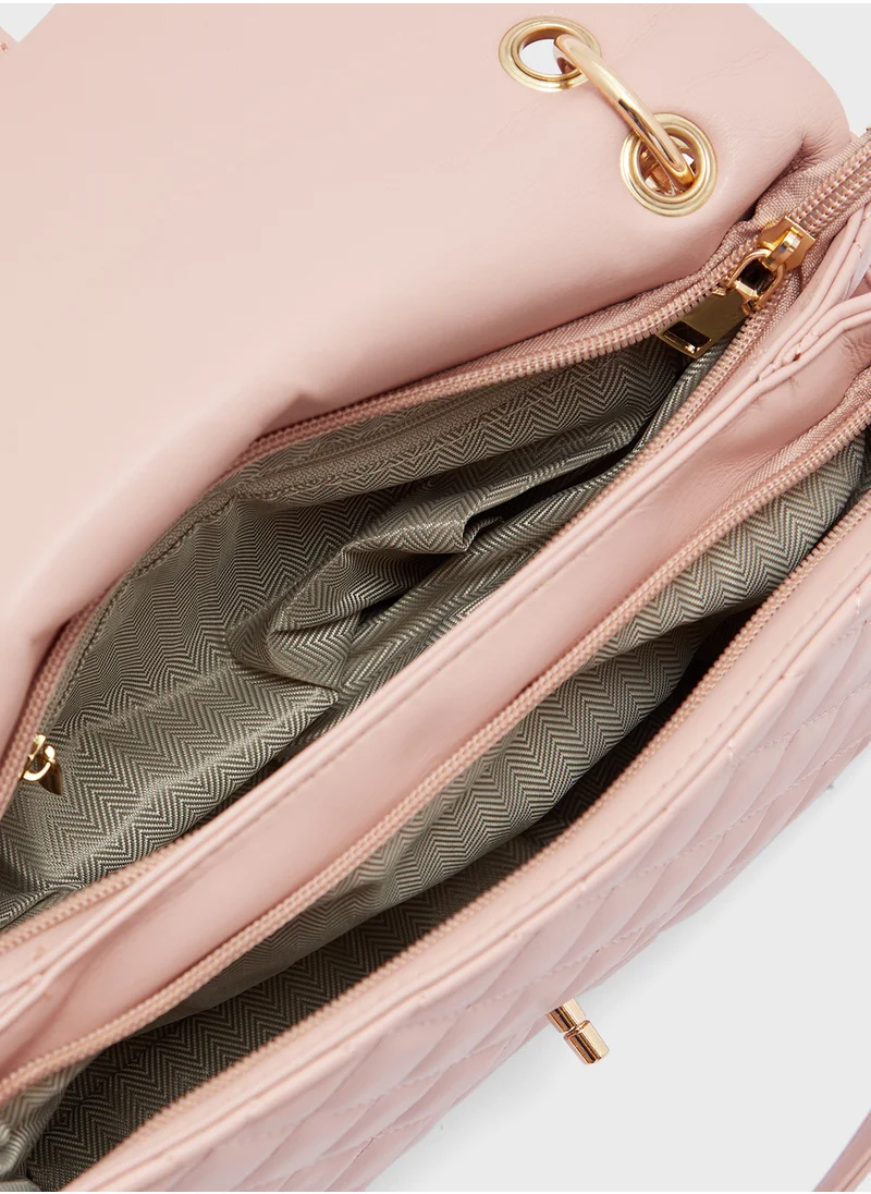 ايلا Quilted Satchel Bag with Scarf