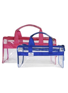 Large Size 2 Crystal Clear Plastic Cosmetic Bags Travel Pvc Vinyl Toiletry Bag Zipper Large Transparent Waterproof Makeup Case Organizer Bag (Pink & Blue) - pzsku/Z2D1FCE44AA67CECBA16EZ/45/_/1721720304/fa8acb1a-846e-43ec-80e2-c8c91fdc69ef