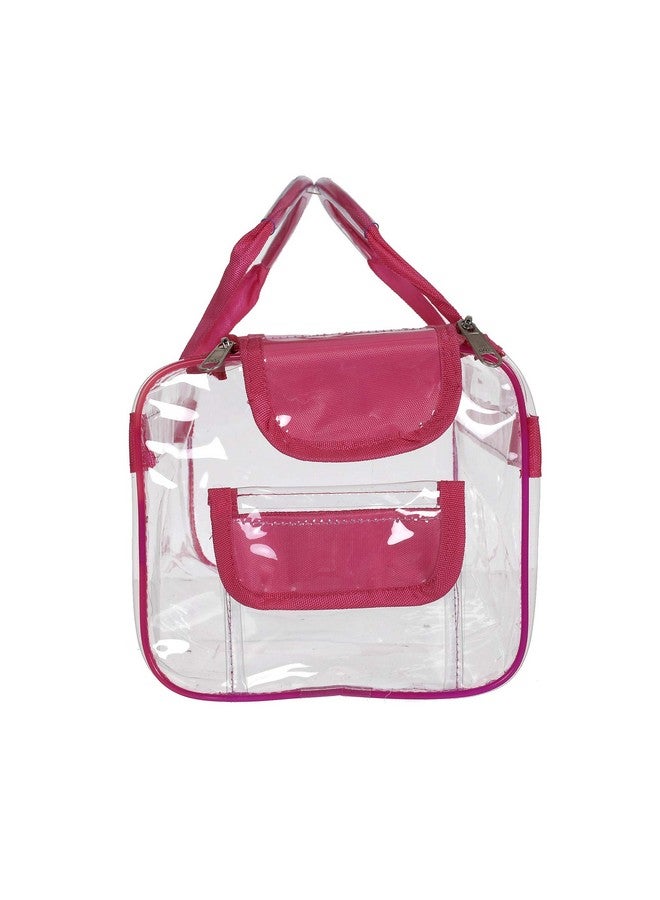 Hearts Large Size 2 Crystal Clear Plastic Cosmetic Bags Travel Pvc Vinyl Toiletry Bag Zipper Large Transparent Waterproof Makeup Case Organizer Bag (Pink & Blue) - Image 3