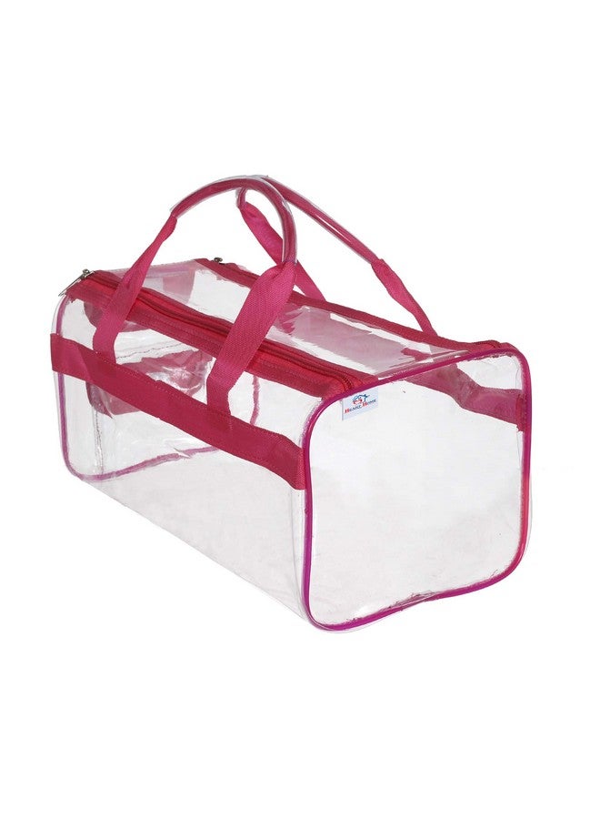 Hearts Large Size 2 Crystal Clear Plastic Cosmetic Bags Travel Pvc Vinyl Toiletry Bag Zipper Large Transparent Waterproof Makeup Case Organizer Bag (Pink & Blue) - Image 4