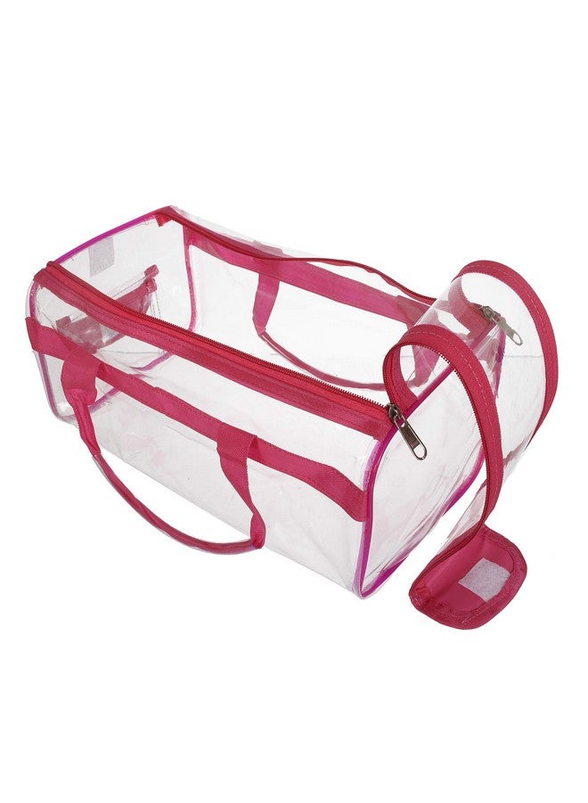 Hearts Large Size 2 Crystal Clear Plastic Cosmetic Bags Travel Pvc Vinyl Toiletry Bag Zipper Large Transparent Waterproof Makeup Case Organizer Bag (Pink & Blue) - Image 5