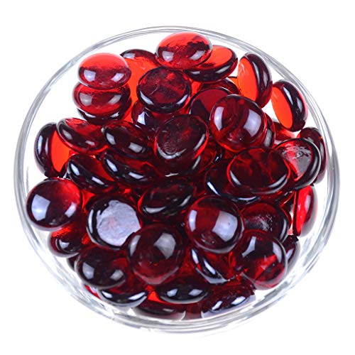 KINGOU Flat Glass Gems/Marbles/Stones/Beads for Vase Filler, Table Scatter, Games - 1 Lbs (17-19mm, Approx. 3/4")-Red - Image 3