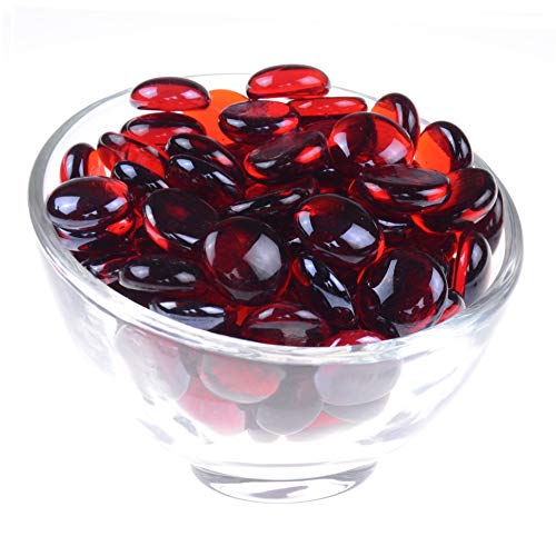 KINGOU Flat Glass Gems/Marbles/Stones/Beads for Vase Filler, Table Scatter, Games - 1 Lbs (17-19mm, Approx. 3/4")-Red - Image 2