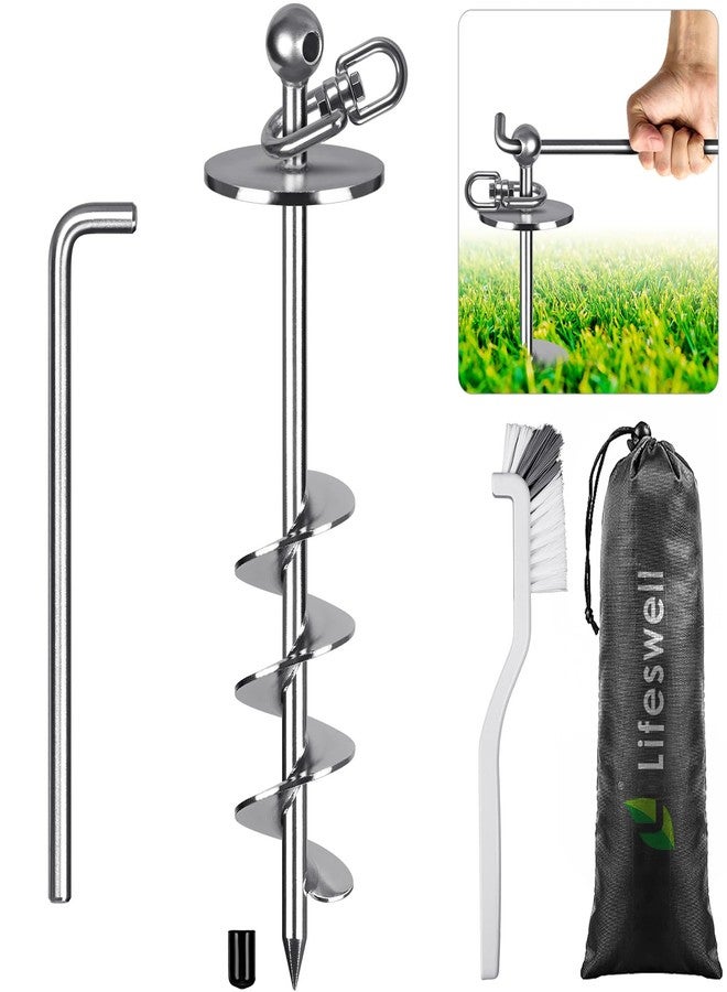 Lifeswell 16 Inch Dog Tie Out Stake, Heavy Duty Screw in Anchor for Dogs up to 220lbs, 360° Swivel, No Tangle, Double-Sided Welded Spiral Ground Anchor for Yard, Camping, and Beach - Image 1