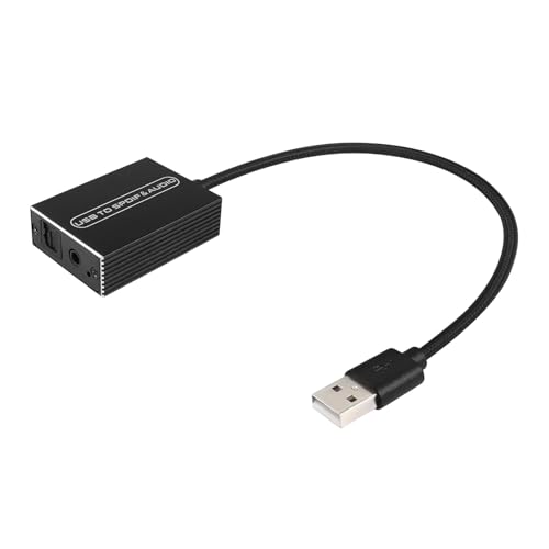 MICROWARE USB 2.0 to Optical Spdif Toslink & 3.5mm Audio Adapter Converter, Support USB-A Port, for Laptop Phone to Sound bar Speakers - Image 1