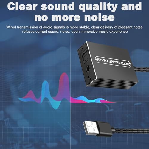 MICROWARE USB 2.0 to Optical Spdif Toslink & 3.5mm Audio Adapter Converter, Support USB-A Port, for Laptop Phone to Sound bar Speakers - Image 2