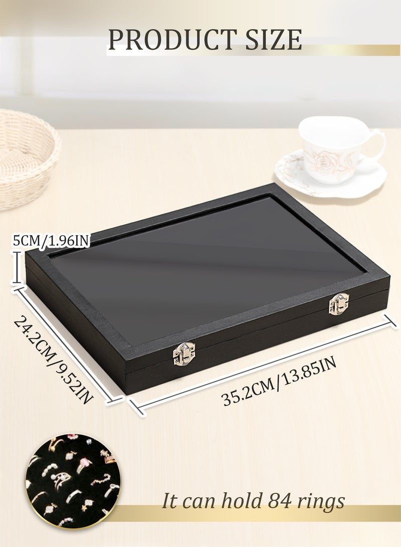 100 Slots Ring Case Organizer Display Box,Rings Holder Storage Boxes for Jewelry Showcase with Glass Lid - Image 2