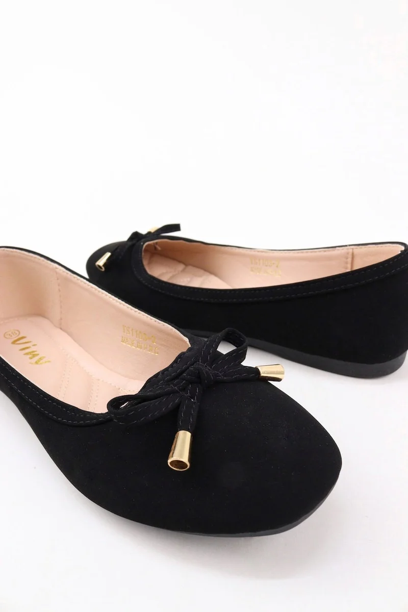 Viny BLACK VINY Women's Cushioned Ballet Flats – Comfortable Slip-On Ballerina Shoes, Lightweight Casual Flat Shoes, Soft Walking & Office Footwear for Everyday Wear for Women | Best Price UAE