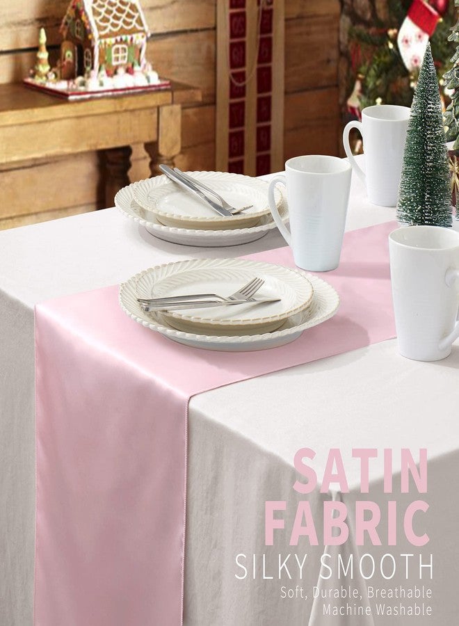 Cobedzy 12 Pack Blush Pink Satin Table Runners, 12 x 108 Inches Silky Long Table Runner Decor, Bright Smooth Luxury Party Table Runner Decorations for Birthday Holiday Banquet - Image 3