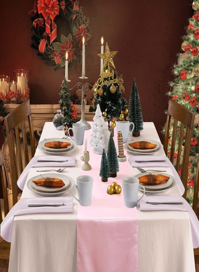 Cobedzy 12 Pack Blush Pink Satin Table Runners, 12 x 108 Inches Silky Long Table Runner Decor, Bright Smooth Luxury Party Table Runner Decorations for Birthday Holiday Banquet - Image 4