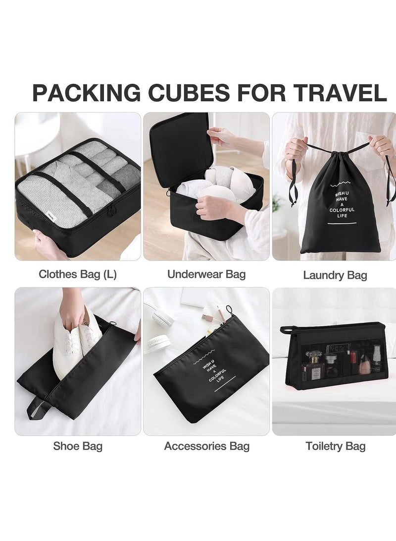 MIXDE 11Pcs Packing Cube set Packing Luggage Organizers for Travel Packing Organizers with Laundry Bag, Compression Storage Shoe Bag, Makeup Bag, Clothing Underwear Bag, for Man & Woman (black)  - Image 4