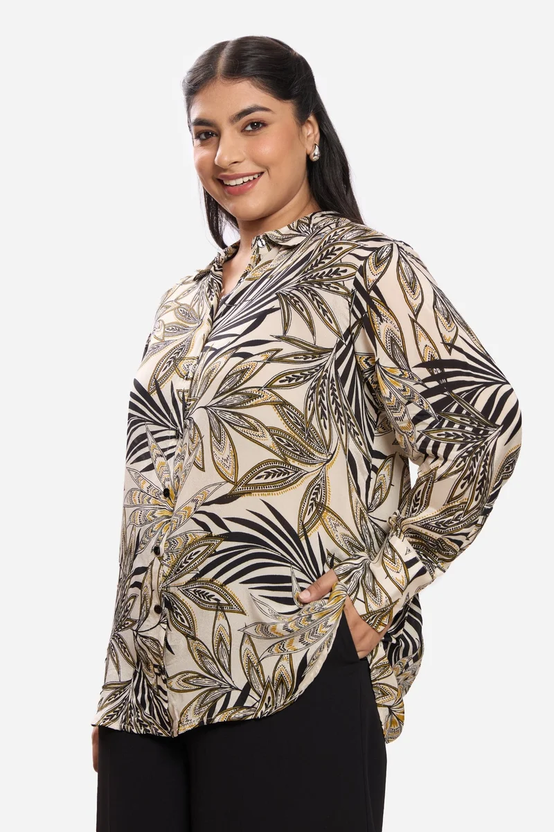 Virgio  All Over Print Viscose Georgette Satin Plus Size Shirt for Women for Women | Best Price UAE
