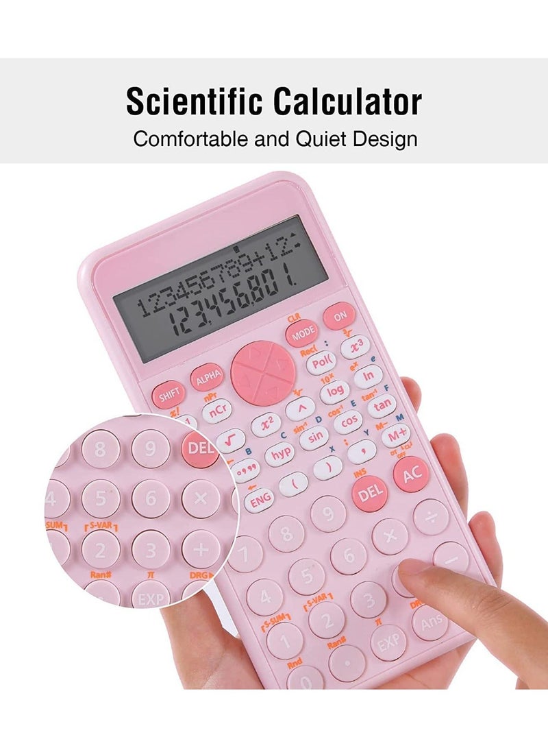 2-Line Standard Scientific Calculator, Portable and Cute School Office Supplies, Suitable for Primary School to College Student Use - Pink - Image 2