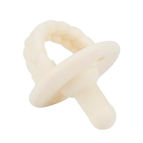 Itzy Ritzy Silicone Pacifiers for Ages 6-18 Months - Itzy Soother Pacifiers Feature Collapsible Handle & Two Air Holes for Added Safety; Set of 2 in Toast & Buttercream, Ages 6-18 Months - Image 3