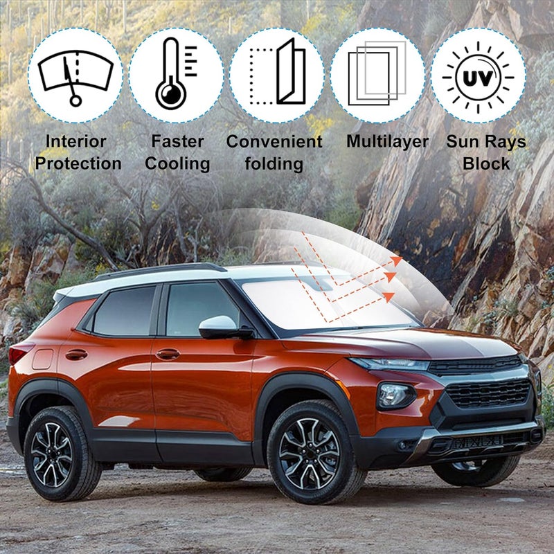 LHFLIVE Windshield Sun Shade Custom Fit 2021 2022 2023 2024 2025 2026 Chevrolet Trailblazer Accessories Foldable Sunshade Sun Blocker Front Window Shades Covers Keep Car Cooler - Image 2
