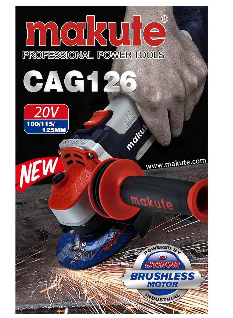 makute Grinder 4.5 Inches,Tow 20 Volt Battery, Speed 8000 rpm, Disc Size 115mm - Image 2