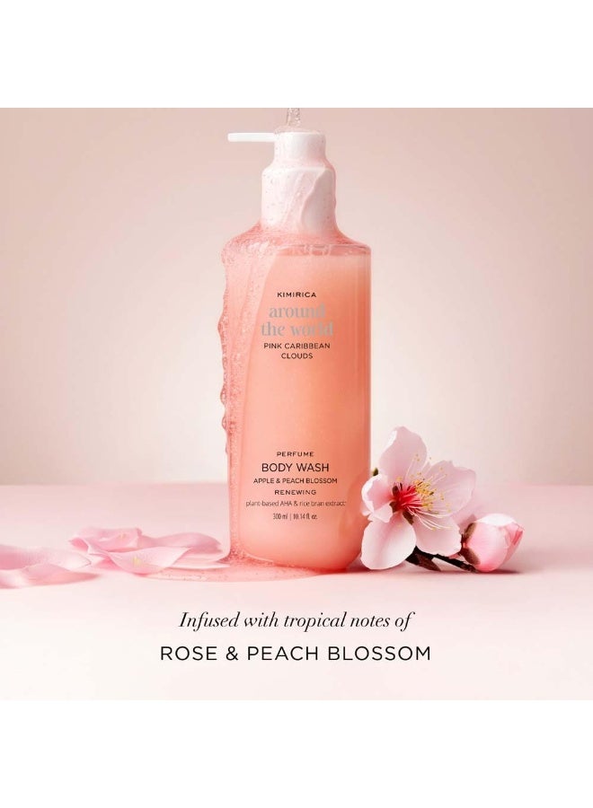 Kimirica Pink Caribbean Clouds Perfume Body Wash Renewing Apple & Peach Blossom | 100% Vegan, Silicone Free Bodywash for all-skin types, 300ml - Image 4