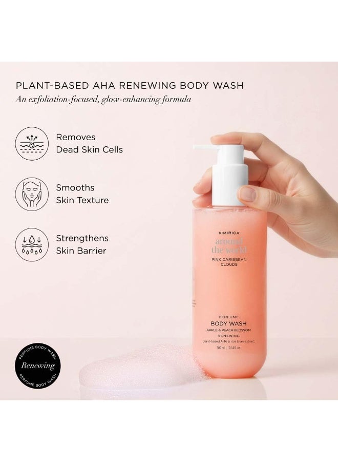 Kimirica Pink Caribbean Clouds Perfume Body Wash Renewing Apple & Peach Blossom | 100% Vegan, Silicone Free Bodywash for all-skin types, 300ml - Image 3