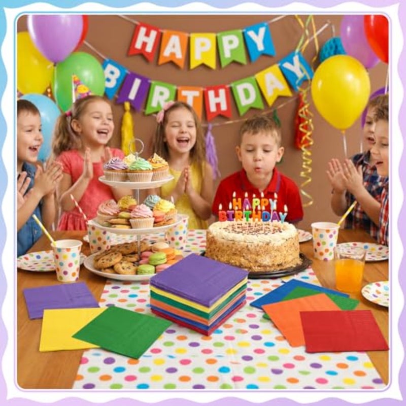 120 Pcs Napkins, Gradient Colorful Cocktail Napkins 2-Ply Birthday Party Napkin Dessert Neon Luncheon Paper Napkin for Mardi Gras, Birthday, Party Decoration - Image 4